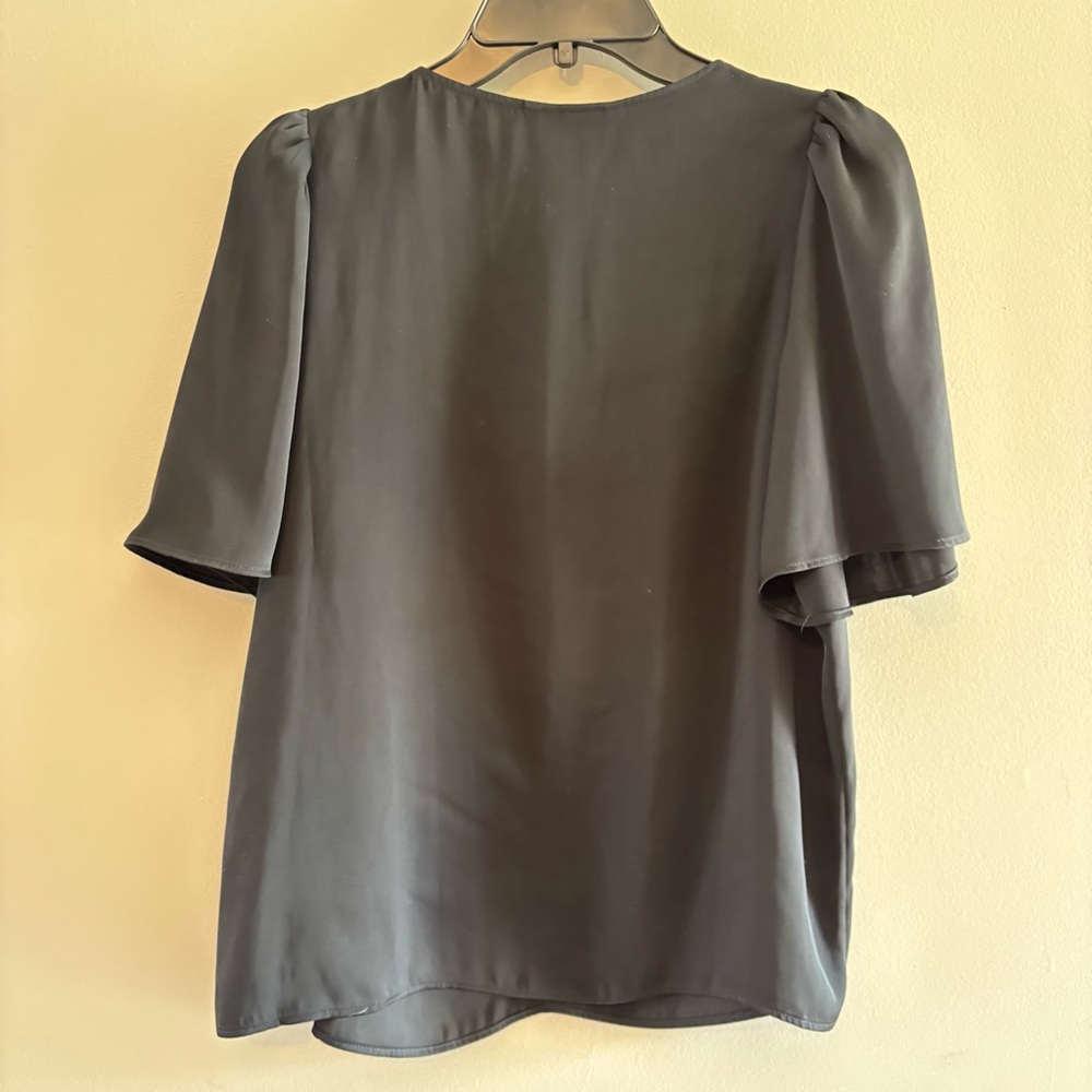 Elegant Black V-Neck Flutter Sleeve Top - Picture 5 of 5